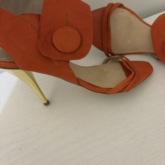 Sacha Too Orange Open-toe Slingback Heels - Picture 2 of 7